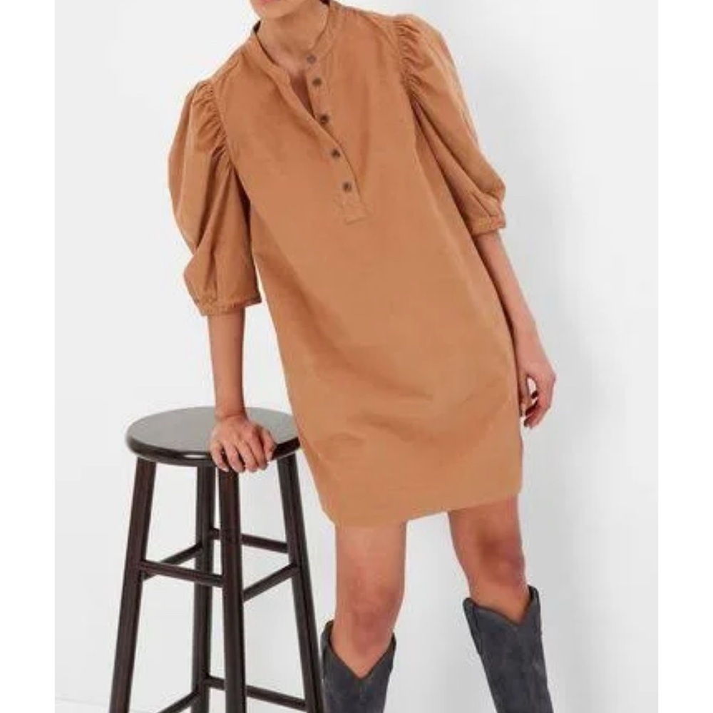 Gap NWT brown corduroy dress XS puff sleeve baby corduroy knee length pockets